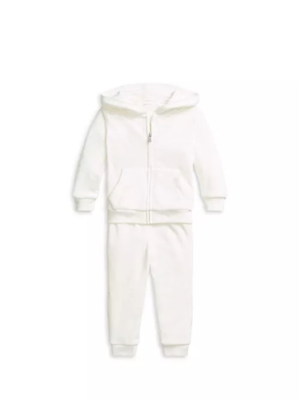 NWT Ralph Lauren Baby White Velour Matching Set with Hoodie